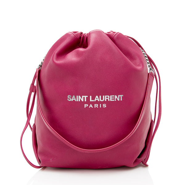 Saint Laurent Leather Teddy Bucket Bag (SHF-18597)