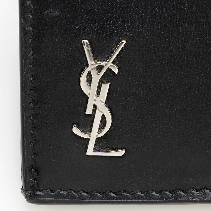 Saint Laurent Leather Tiny Cassandre Fragments Zipper Card Case (SHF-21818)