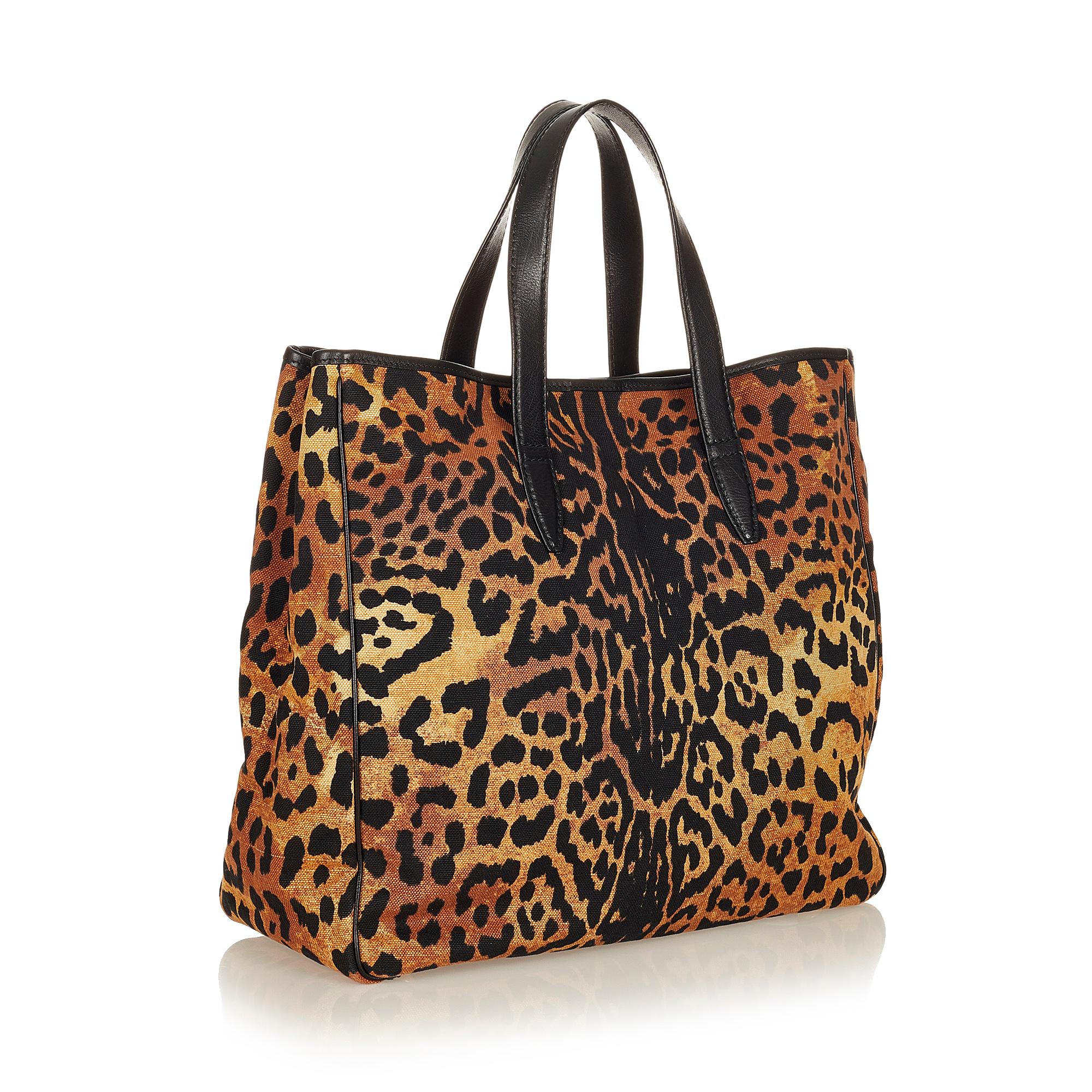 Saint Laurent Leopard Print Tote Bag (SHG-31053)
