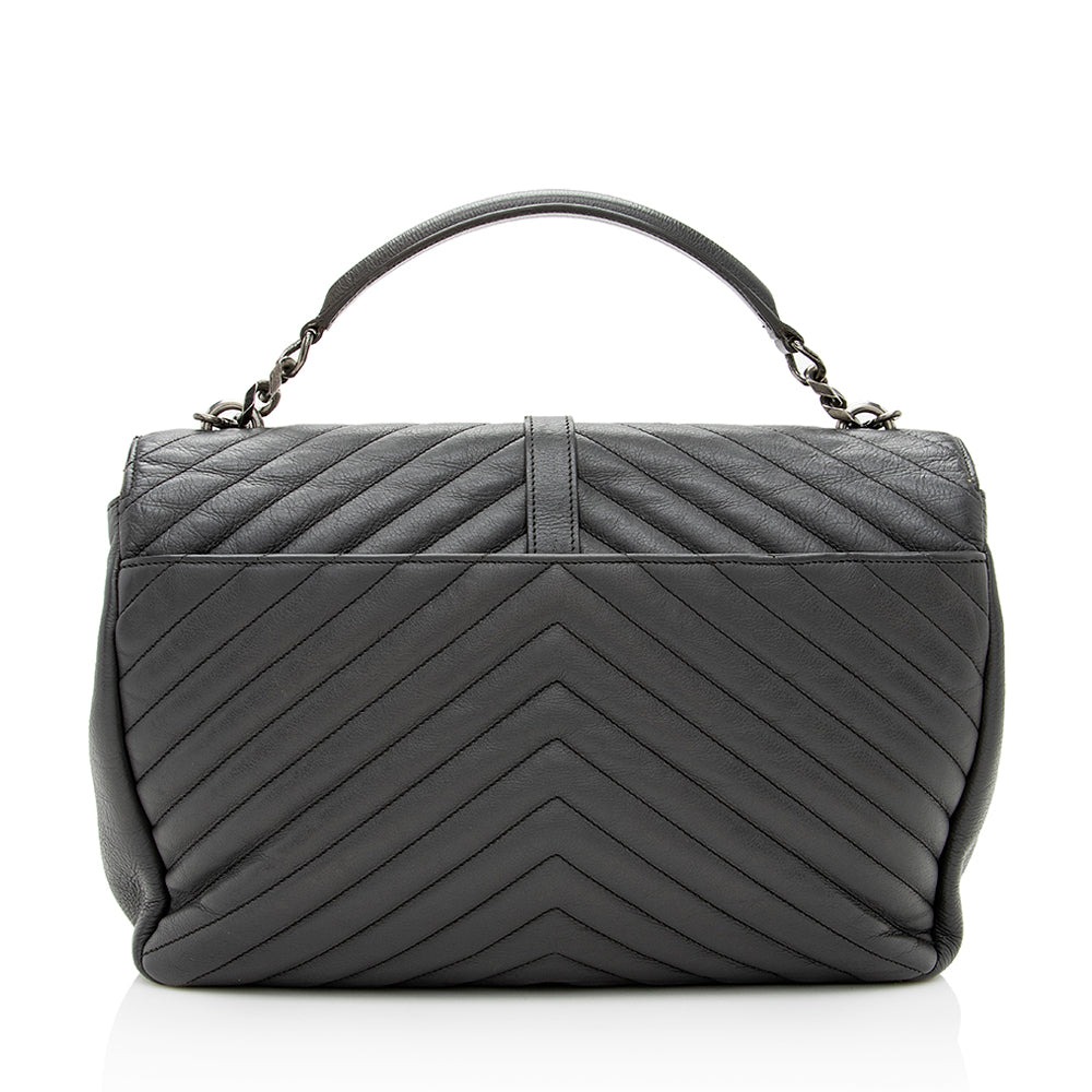 Saint Laurent Matelasse Calfskin Classic Monogram College Large Shoulder Bag (SHF-19141)