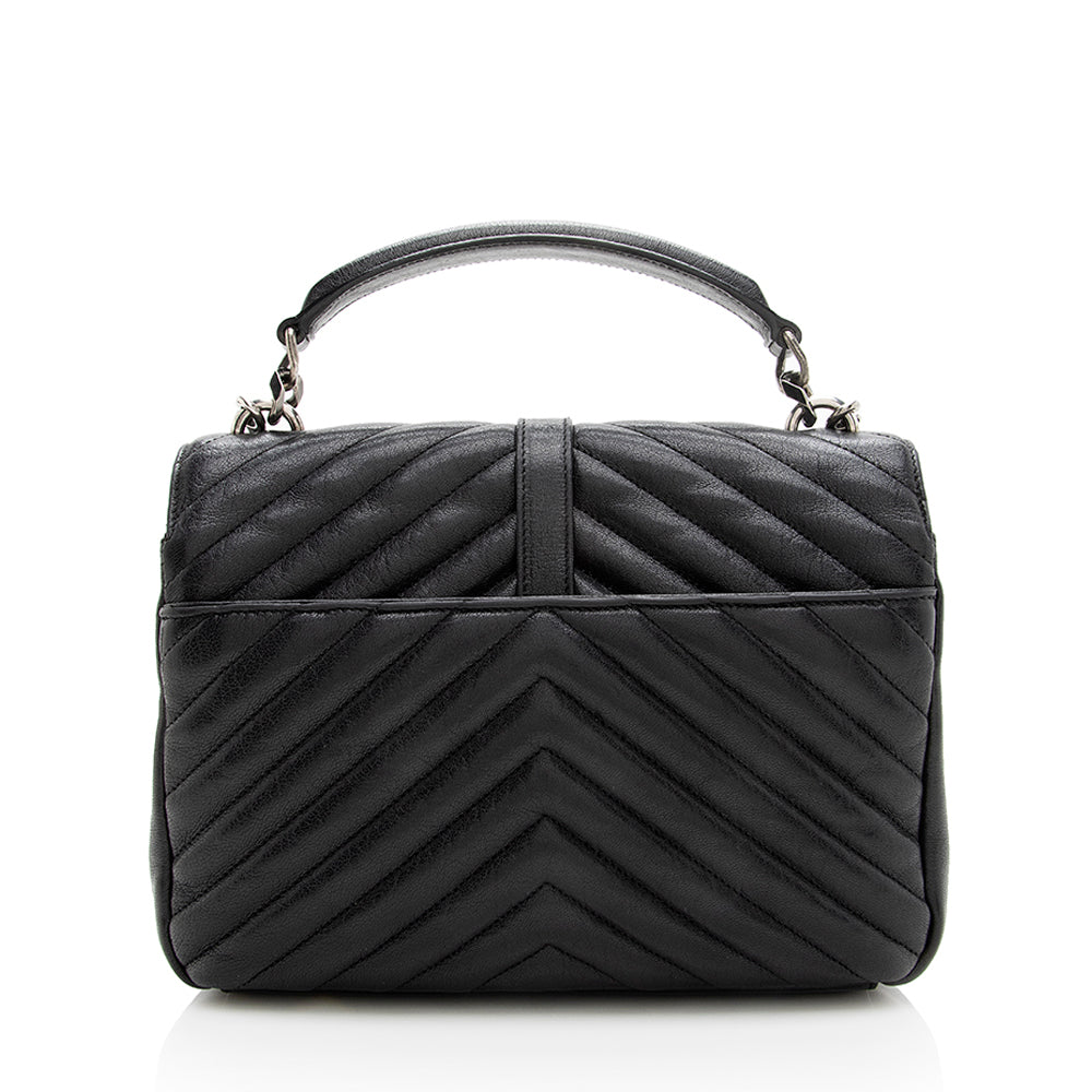 Saint Laurent Matelasse Calfskin Monogram Medium College Top Handle Bag (SHF-18909)