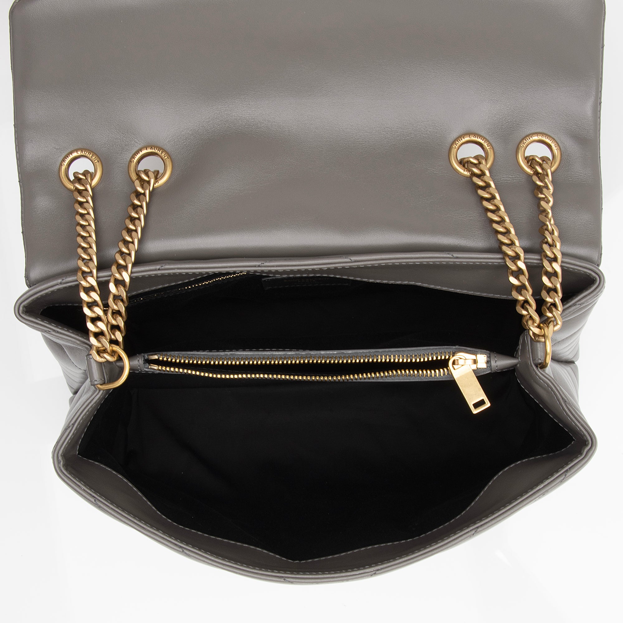 Saint Laurent Matelasse Calfskin Monogram LouLou Chain Medium Shoulder Bag (SHF-23892)