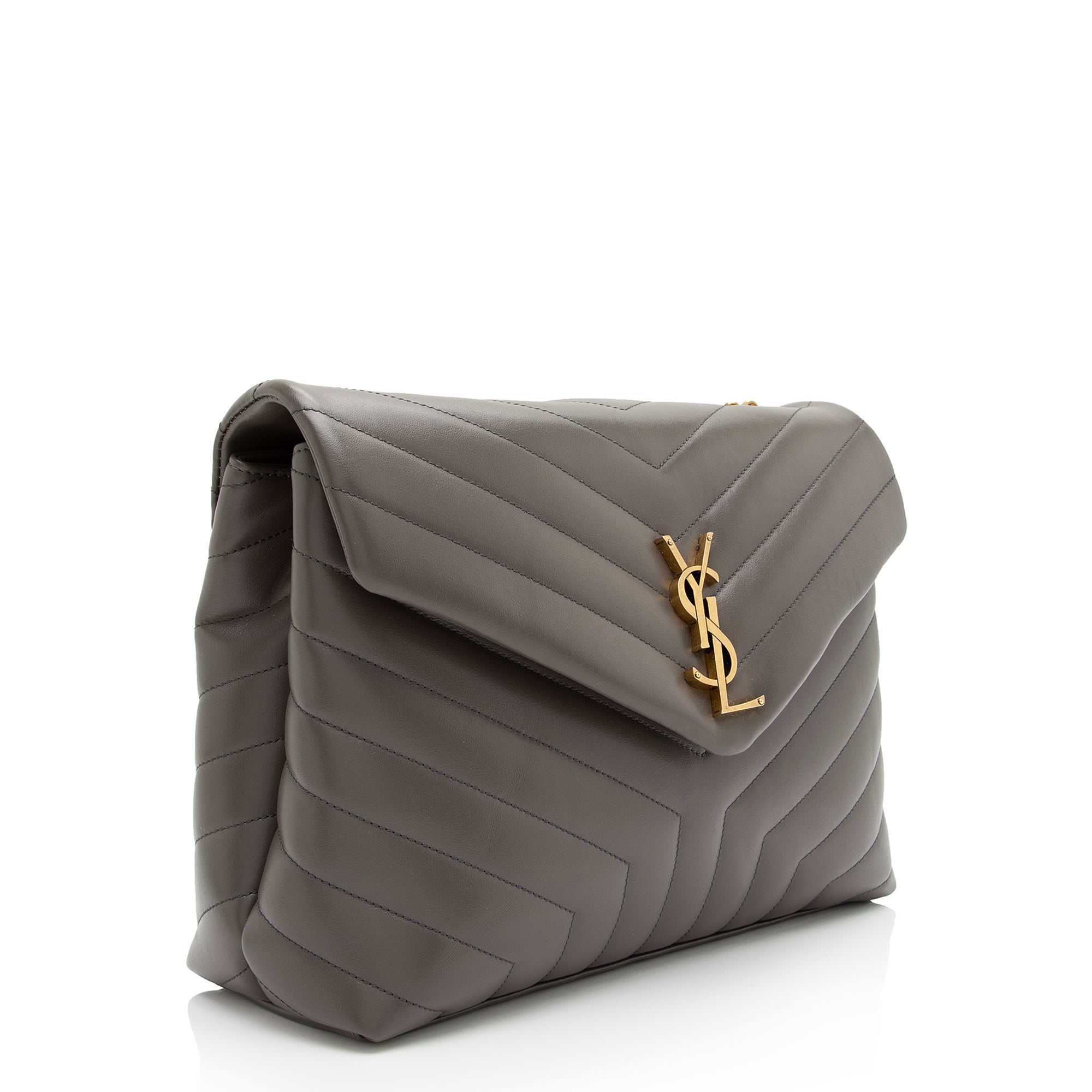 Saint Laurent Matelasse Calfskin Monogram LouLou Chain Medium Shoulder Bag (SHF-23892)