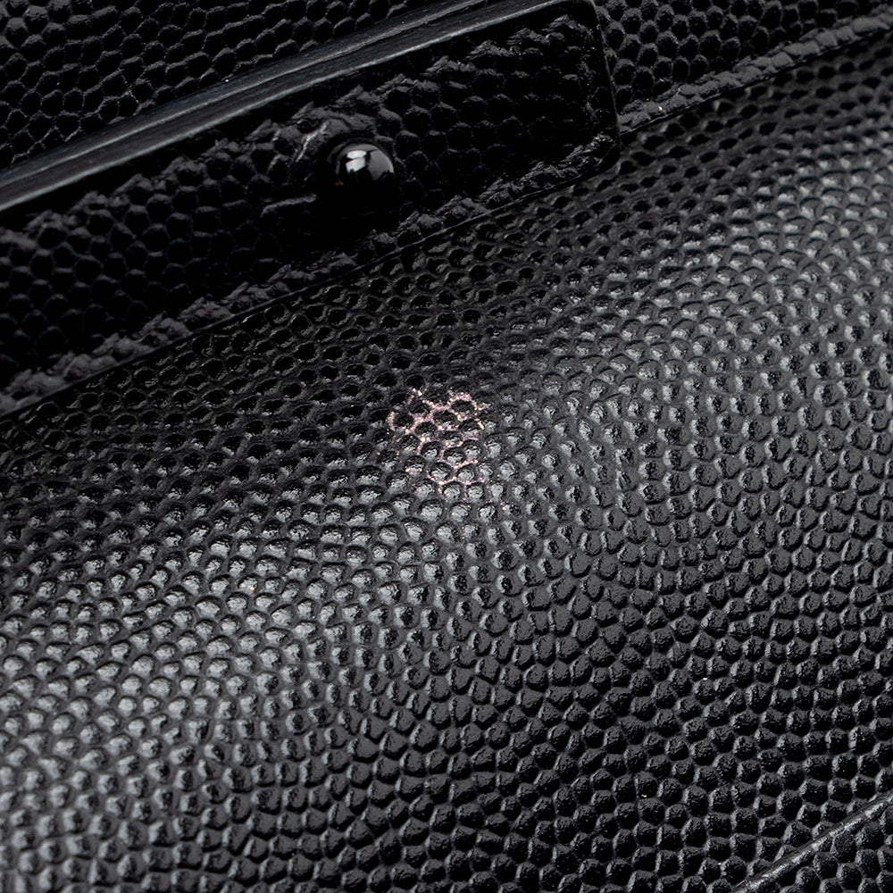 Saint Laurent Matelasse Grain de Poudre Matte Black Monogram Chain Wallet - FINAL SALE (SHF-20467)