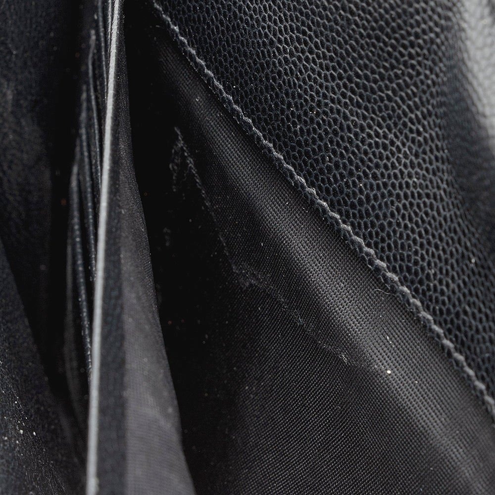 Saint Laurent Matelasse Grain de Poudre Matte Black Monogram Chain Wallet - FINAL SALE (SHF-20467)