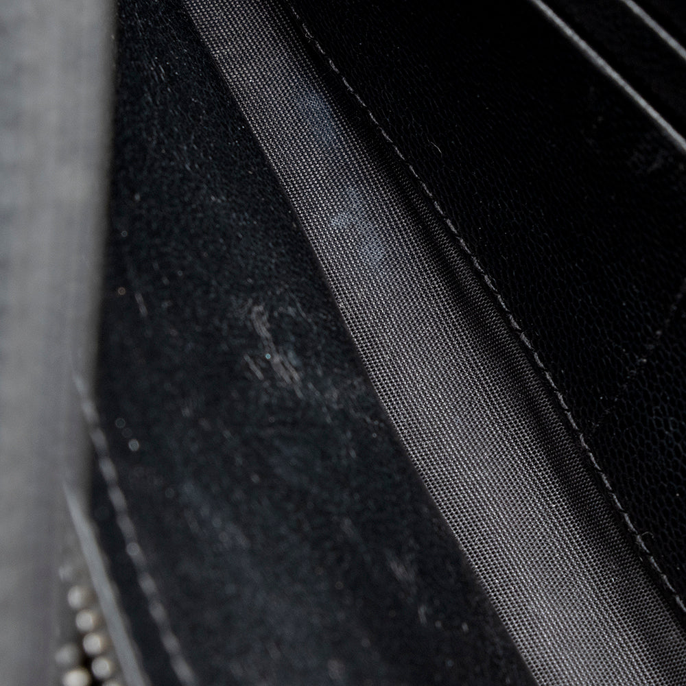 Saint Laurent Matelasse Grain de Poudre Matte Black Monogram Chain Wallet - FINAL SALE (SHF-20467)