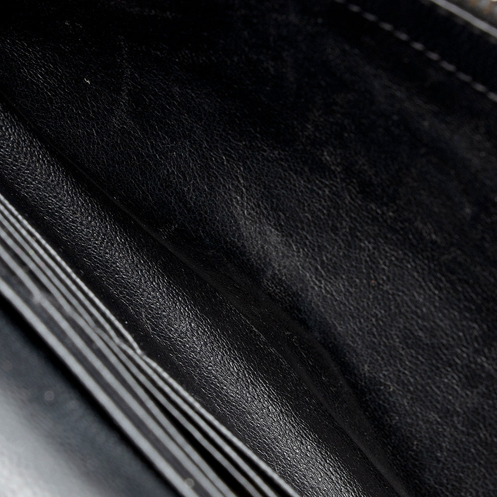 Saint Laurent Matelasse Grain de Poudre Matte Black Monogram Chain Wallet - FINAL SALE (SHF-20467)