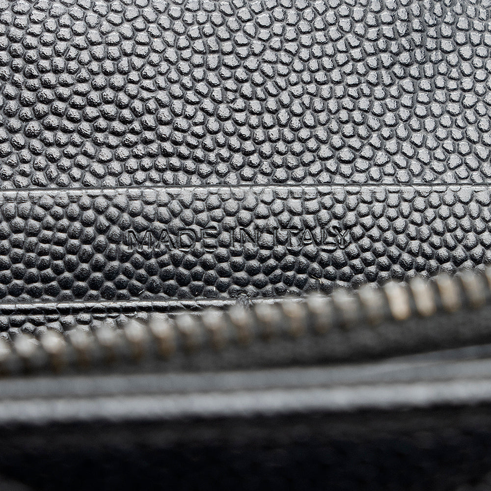 Saint Laurent Matelasse Grain de Poudre Matte Black Monogram Chain Wallet - FINAL SALE (SHF-20467)