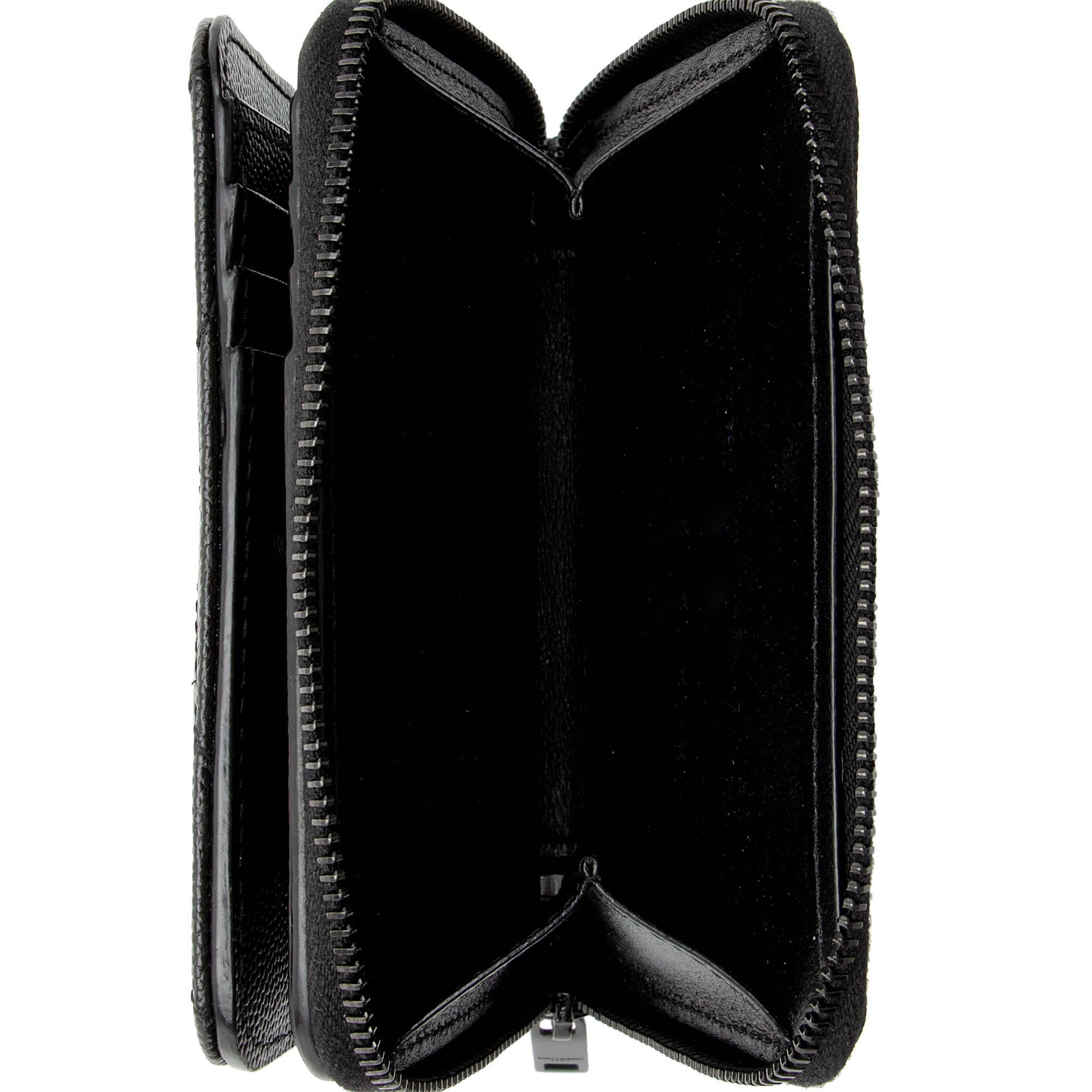 Saint Laurent Matelasse Grain de Poudre Monogram Compact Zip Around Wallet (SHF-C8Sta6)