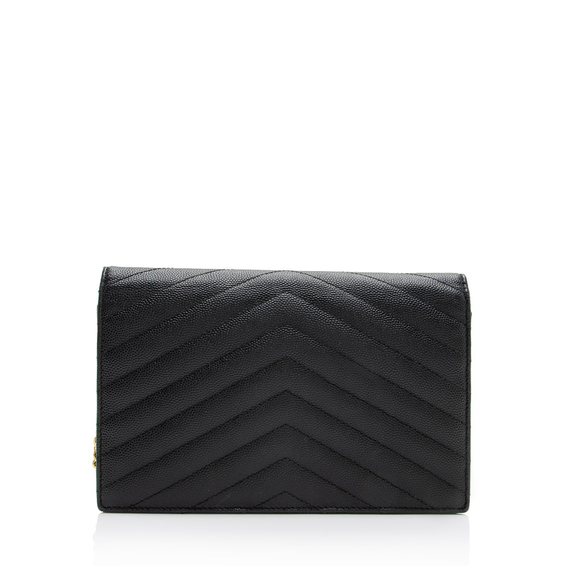 Saint Laurent Envelope Leather Wallet On Chain, Leather Wallet, in Gray