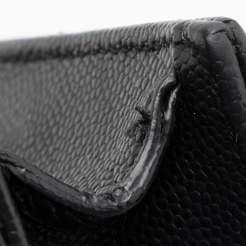 SAINT LAURENT: Monogram envelope chain wallet bag in grain de poudre leather  - Black