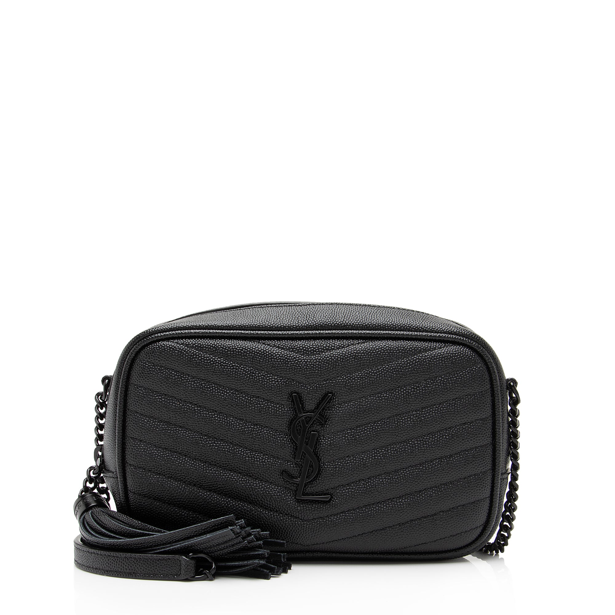 Saint Laurent Matelasse Grain de Poudre Monogram Lou Mini Camera Bag (SHF-OVTrYb)
