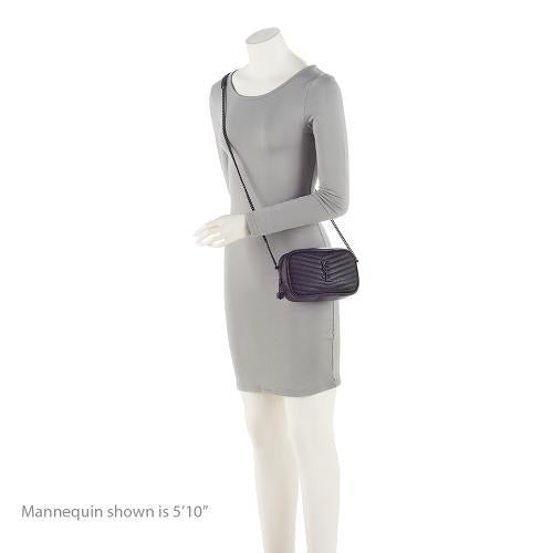 Saint Laurent Matelasse Grain de Poudre Monogram Lou Mini Camera Bag (SHF-OVTrYb)