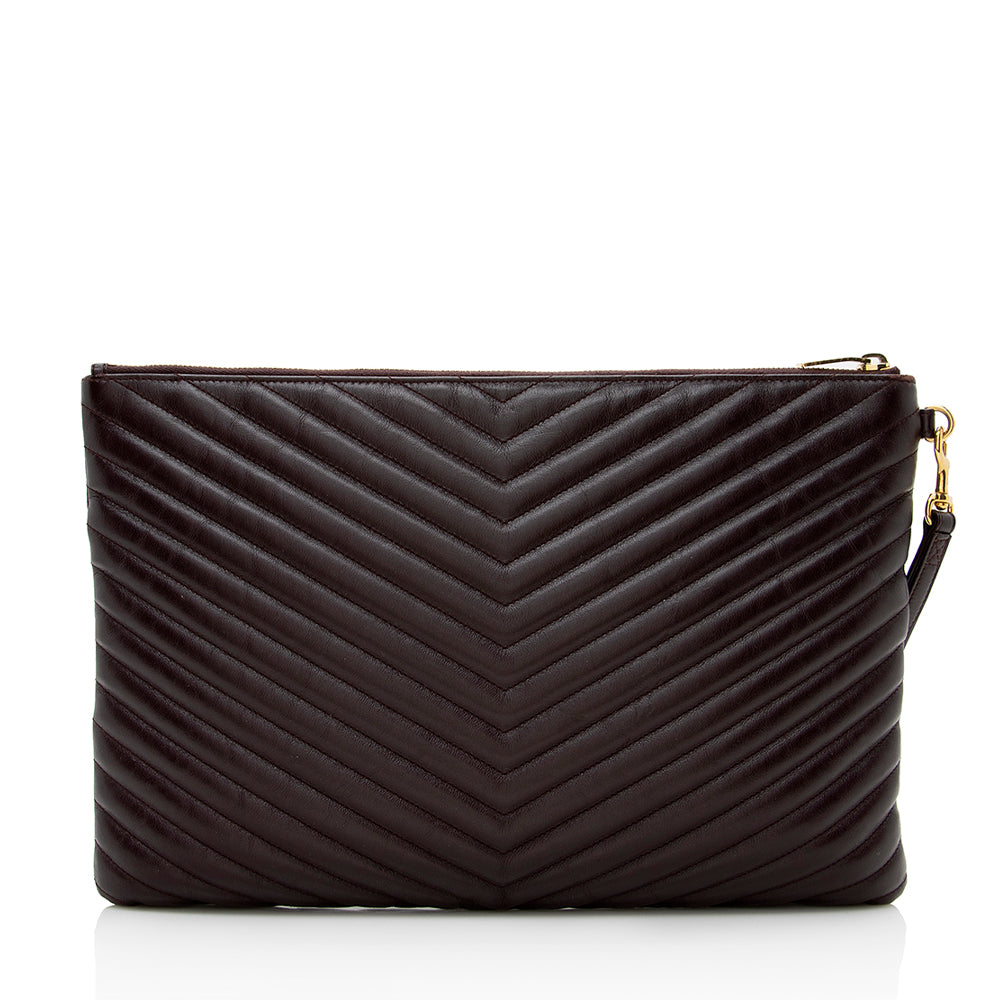 Saint Laurent Matelasse Leather Large Wristlet (SHF-16924)