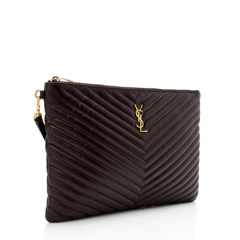 Saint Laurent Matelasse Leather Large Wristlet (SHF-16924)