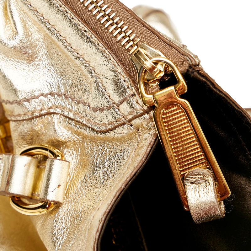 Saint Laurent Mini Downtown Metallic Leather Handbag (SHG-25927)
