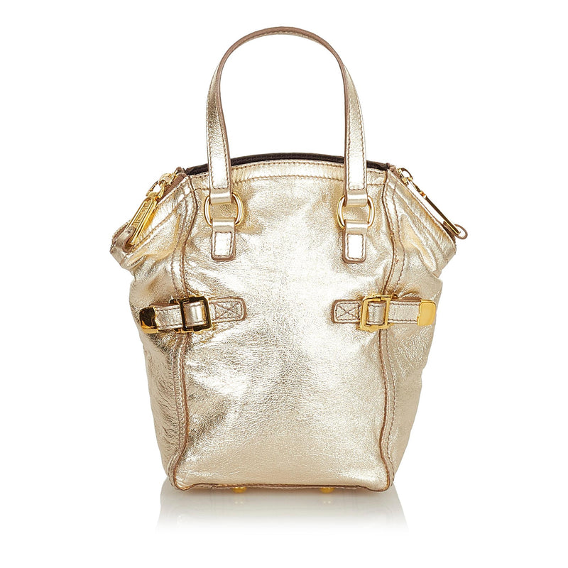 Saint Laurent Mini Downtown Metallic Leather Handbag (SHG-25927)