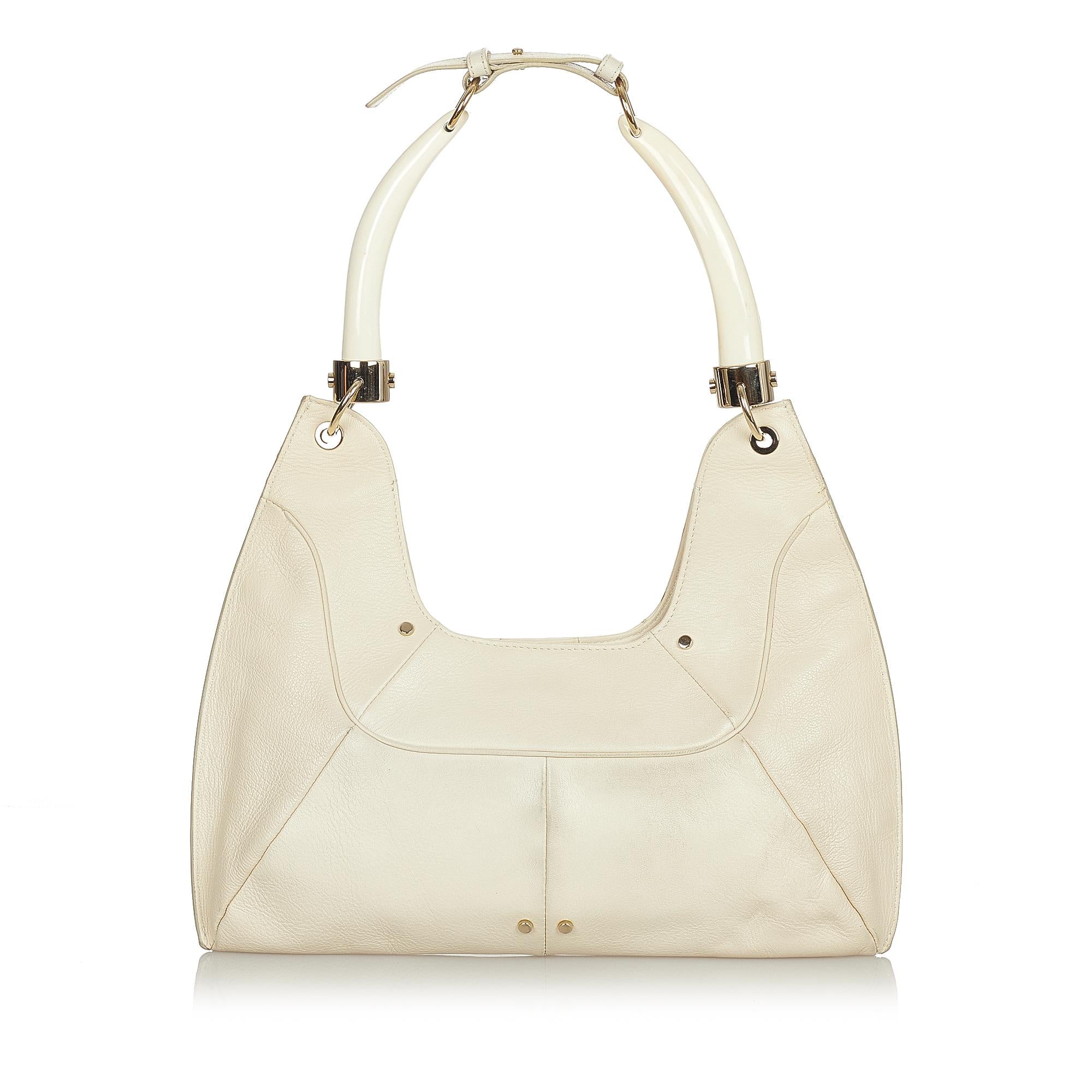 Saint Laurent Mombasa Double Horn Leather Shoulder Bag (SHG-24253)