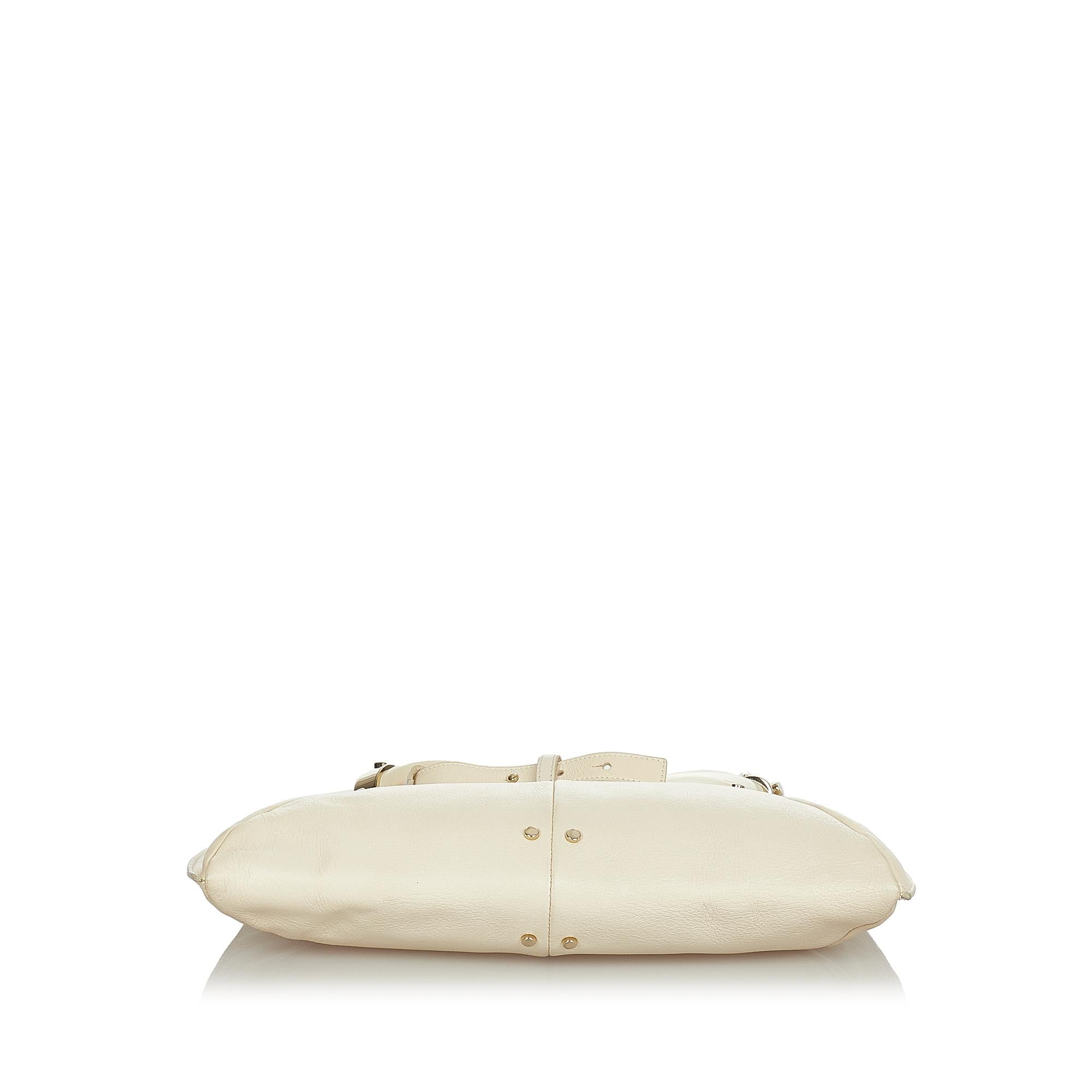 Saint Laurent Mombasa Double Horn Leather Shoulder Bag (SHG-24253)