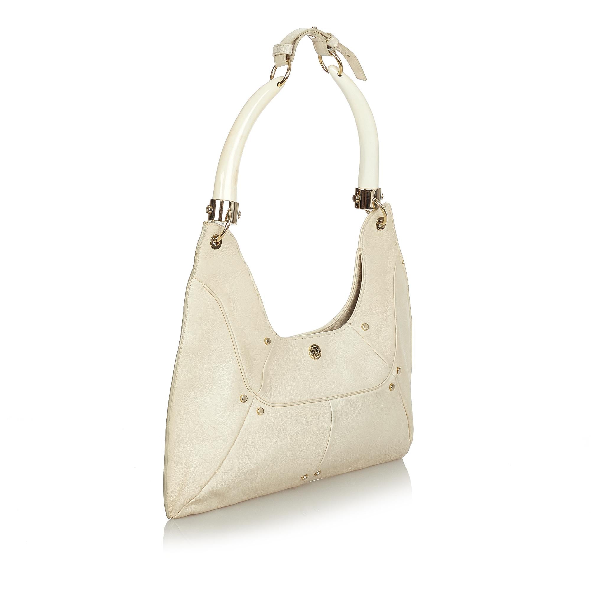 Saint Laurent Mombasa Double Horn Leather Shoulder Bag (SHG-24253)