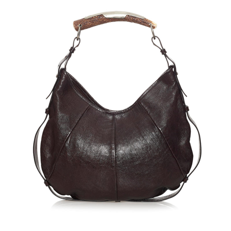 Authentic Yves Saint Laurent Rive Gauche Brown Leather Mini Mombasa Bag