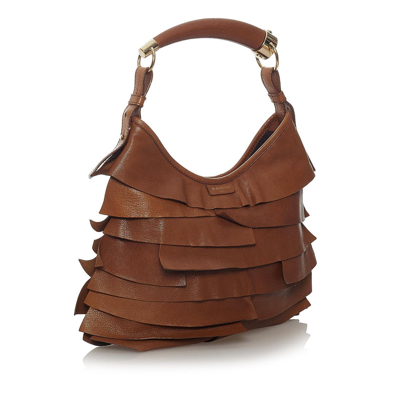 YVES SAINT LAURENT brown leather MOMBASA MEDIUM Shoulder Bag
