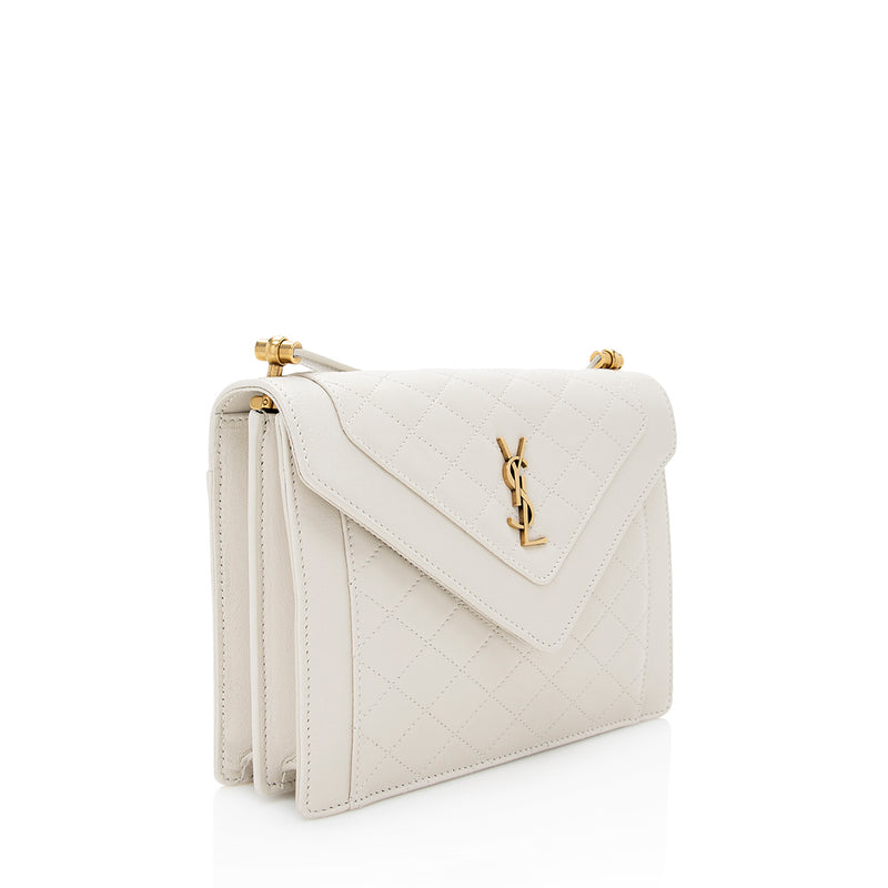 Gaby Small Quilted Leather Shoulder Bag in White - Saint Laurent
