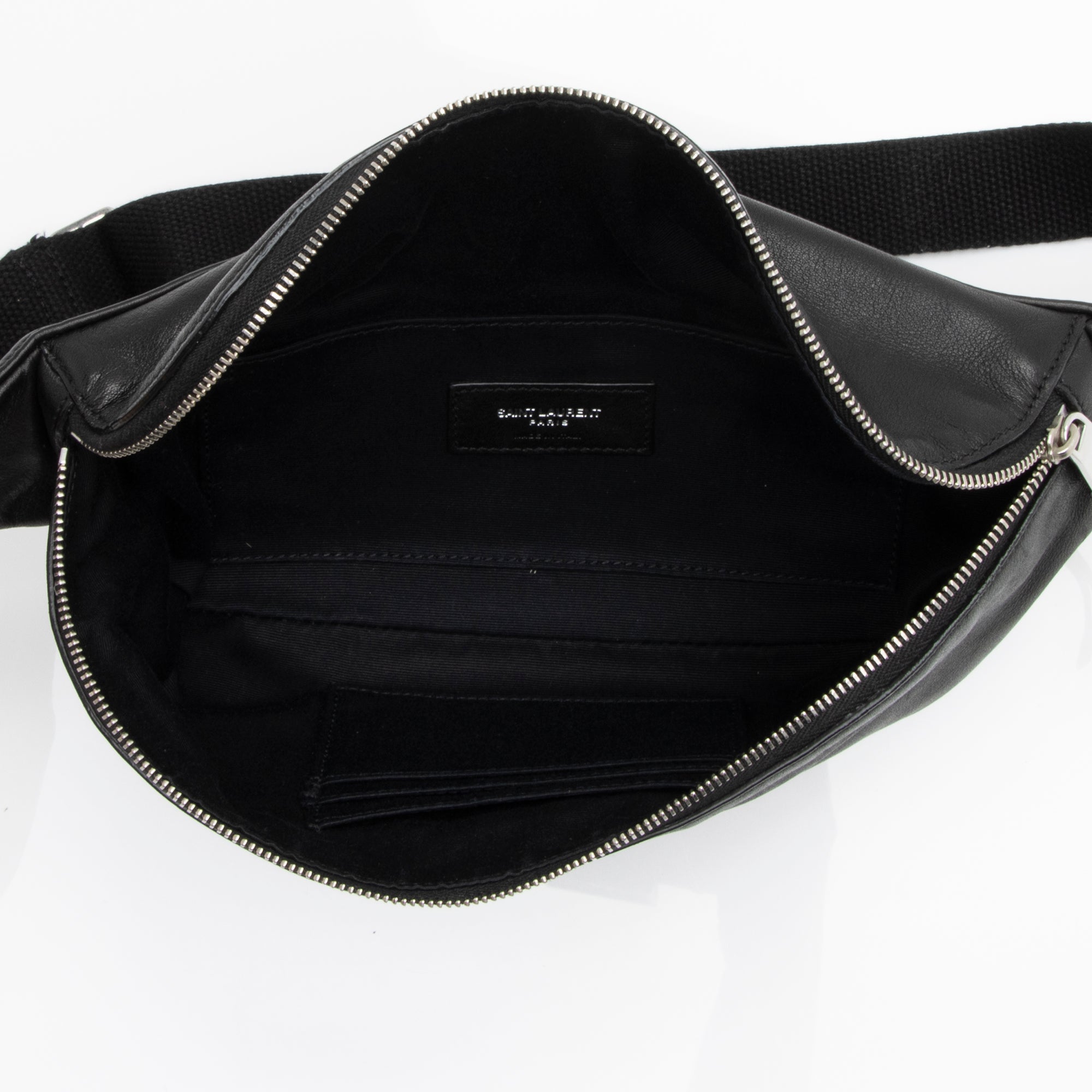 Saint Laurent Soft Calfskin Logo Classic Zipped Crossbody Belt Bag (SHF-518wkT)