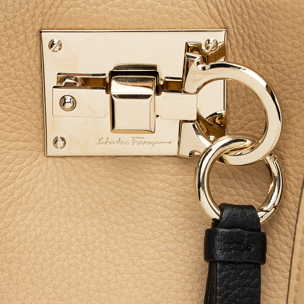 Salvatore Ferragamo Calfskin Tricolor Studio Tote (SHF-21835)