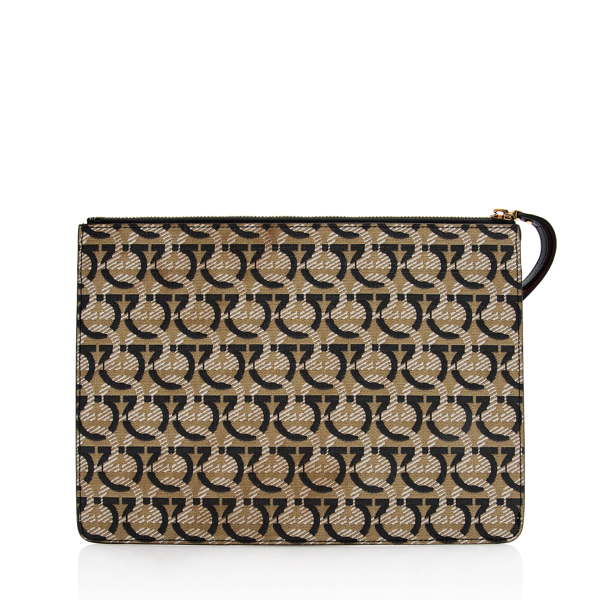 Salvatore Ferragamo Coated Canvas Gancini Wristlet (SHF-22249)