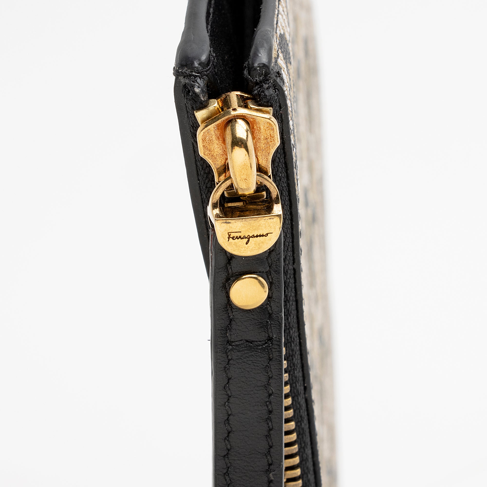 Salvatore Ferragamo Coated Canvas Gancini Wristlet (SHF-22249)