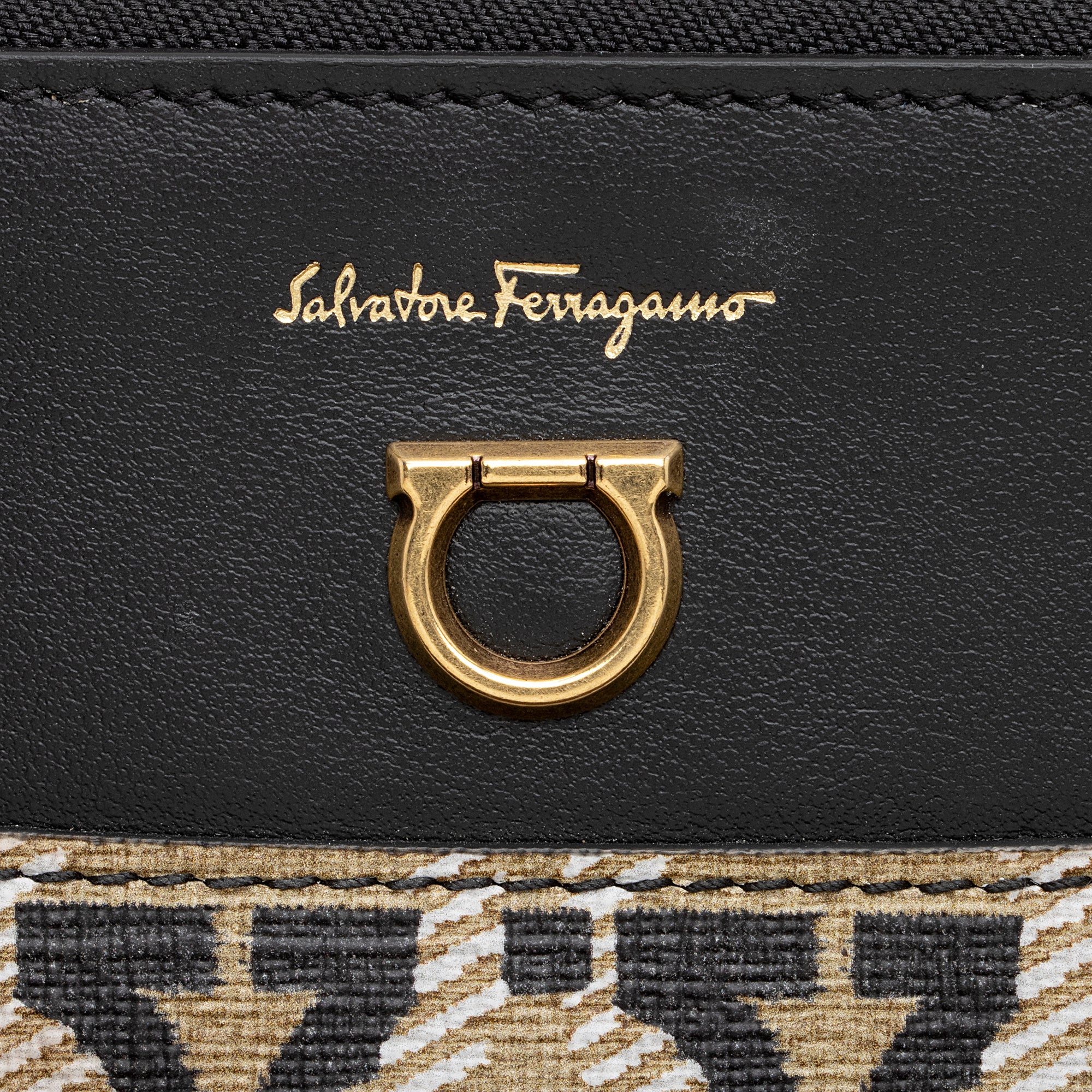 Salvatore Ferragamo Coated Canvas Gancini Wristlet (SHF-22249)