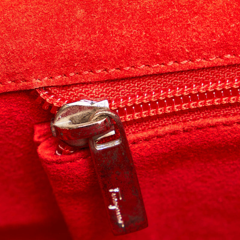 Salvatore Ferragamo Embossed Gancini Leather Shoulder Bag (SHG-31725)