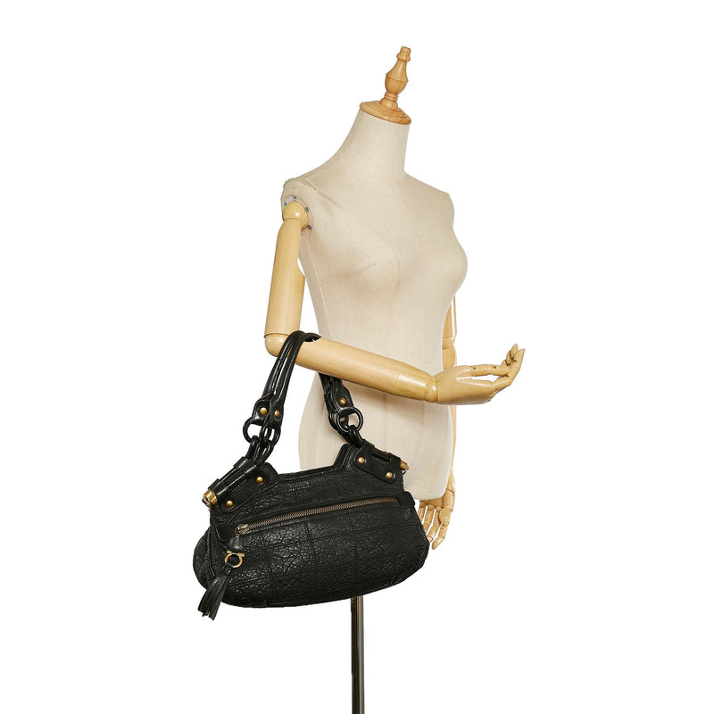 Salvatore Ferragamo Embossed Leather Handbag (SHG-25247)