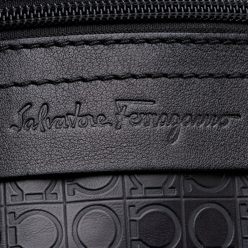 Salvatore Ferragamo Gancini Embossed Leather Messenger Bag (SHF-18460)
