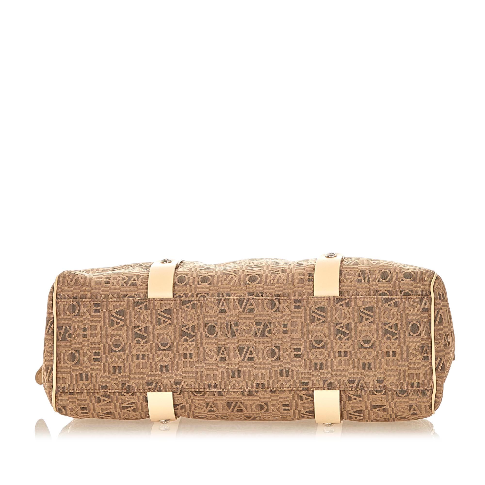 Salvatore Ferragamo Gancini Canvas Shoulder Bag (SHG-19877)