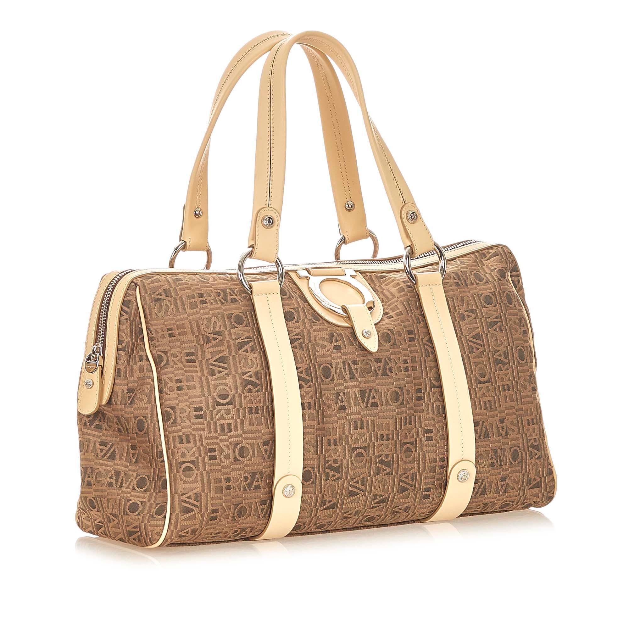 Salvatore Ferragamo Gancini Canvas Shoulder Bag (SHG-19877)