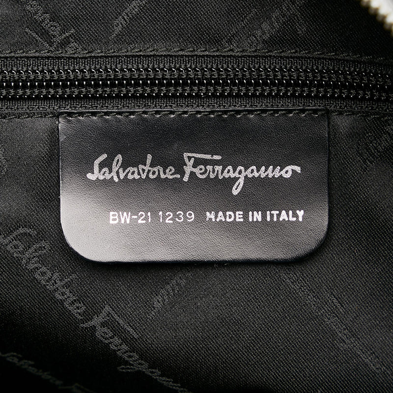 Salvatore Ferragamo Gancini Embossed Leather Handbag (SHG-30054)