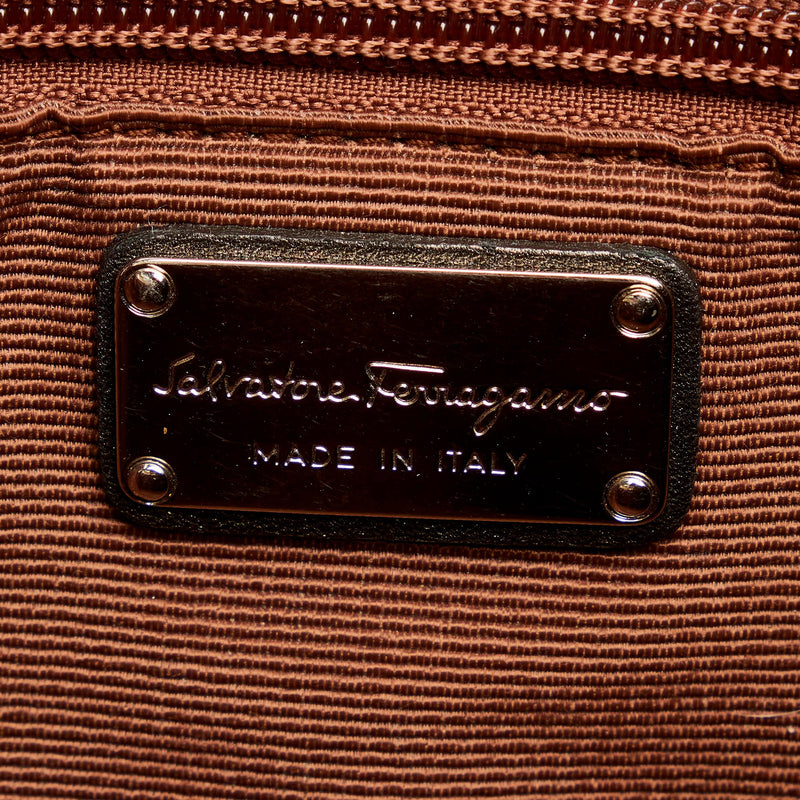 Salvatore Ferragamo Gancini Embossed Leather Tote Bag (SHG-30627)