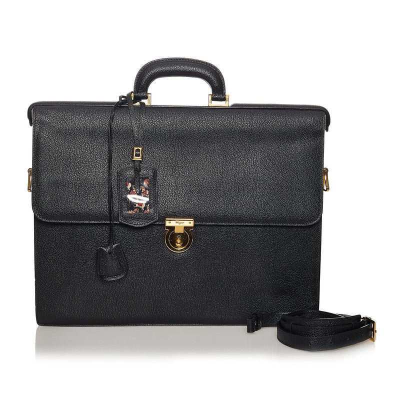 Salvatore Ferragamo Gancini Leather Business Bag (SHG-33566)