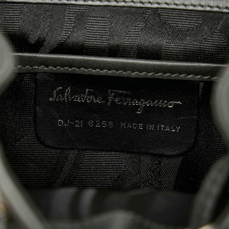 Salvatore Ferragamo Gancini Leather Drawstring Backpack (SHG-22862)