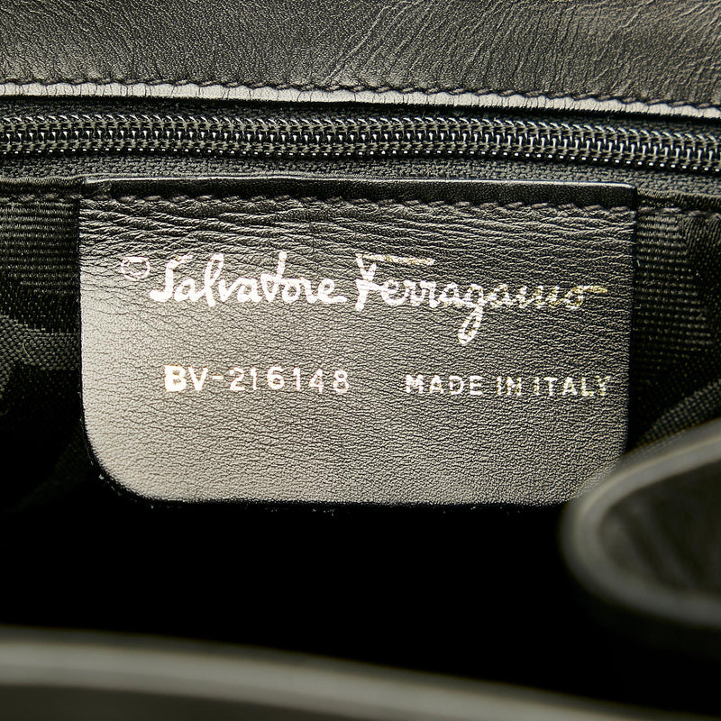 Salvatore Ferragamo Gancini Leather Drawstring Backpack (SHG-27077)