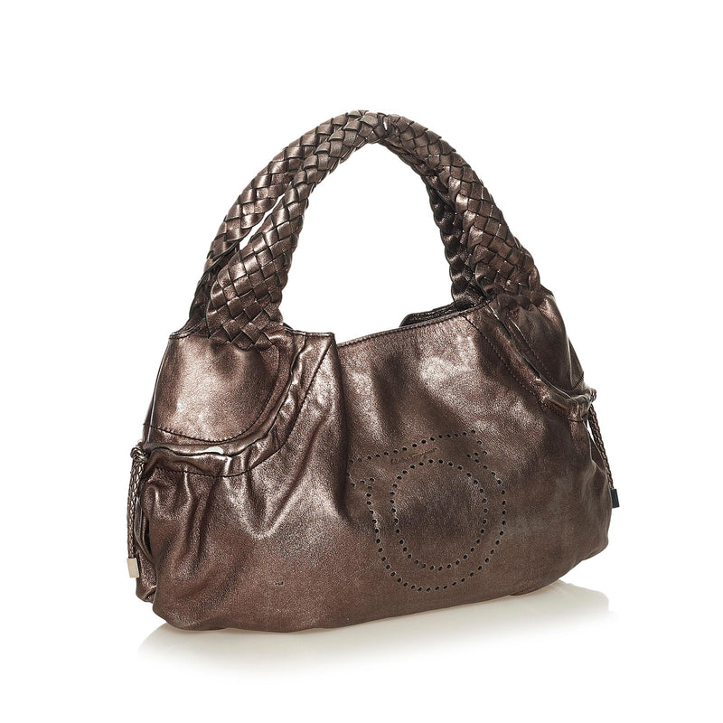 Salvatore Ferragamo Gancini Leather Handbag (SHG-34829)