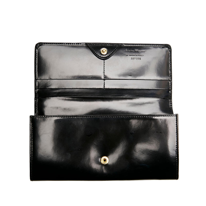 Salvatore Ferragamo Gancini Leather Long Wallet (SHG-27989)