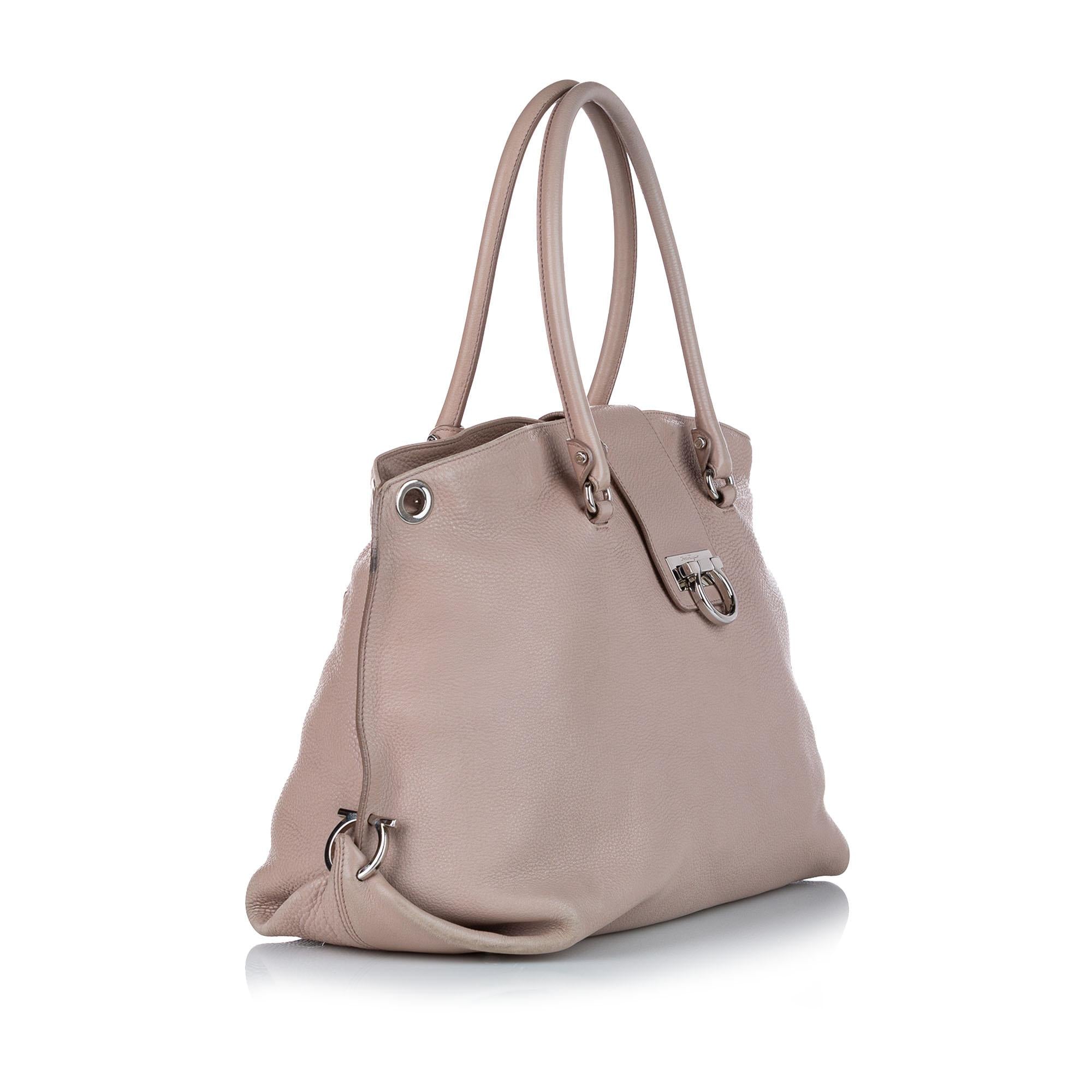 Salvatore Ferragamo Gancini Leather Satchel (SHG-23255)
