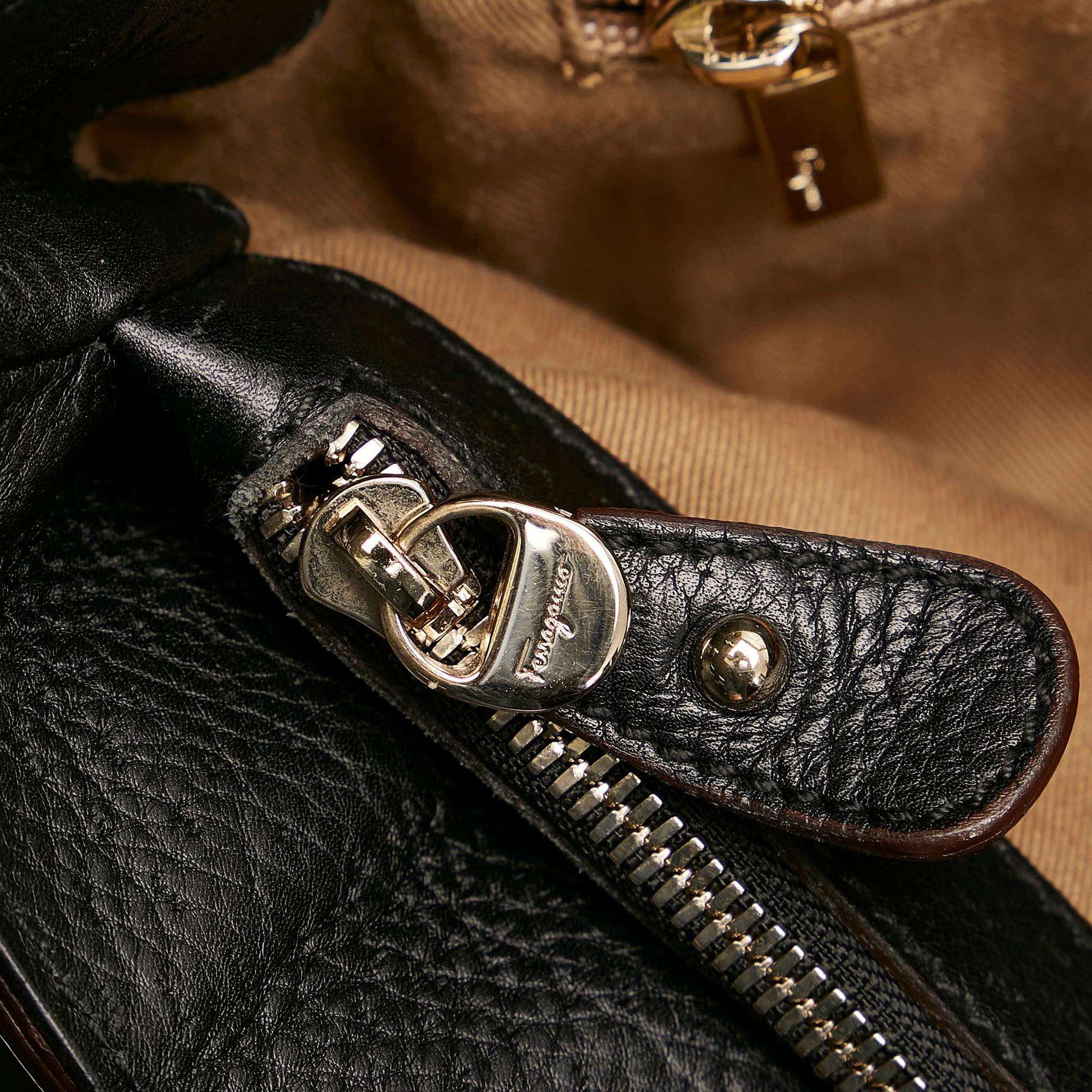 Salvatore Ferragamo Gancini Leather Satchel (SHG-30803)