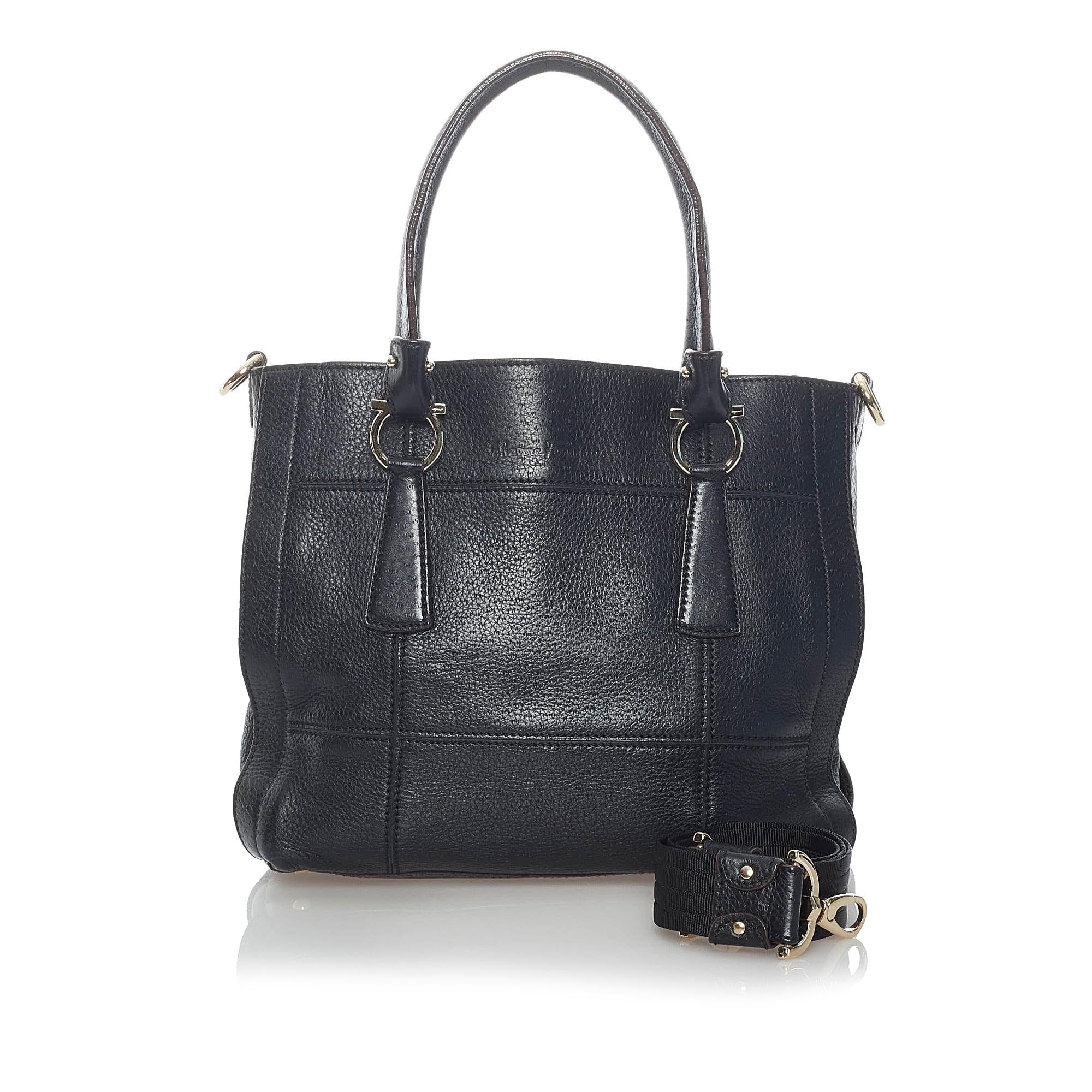 Salvatore Ferragamo Gancini Leather Satchel (SHG-30803)