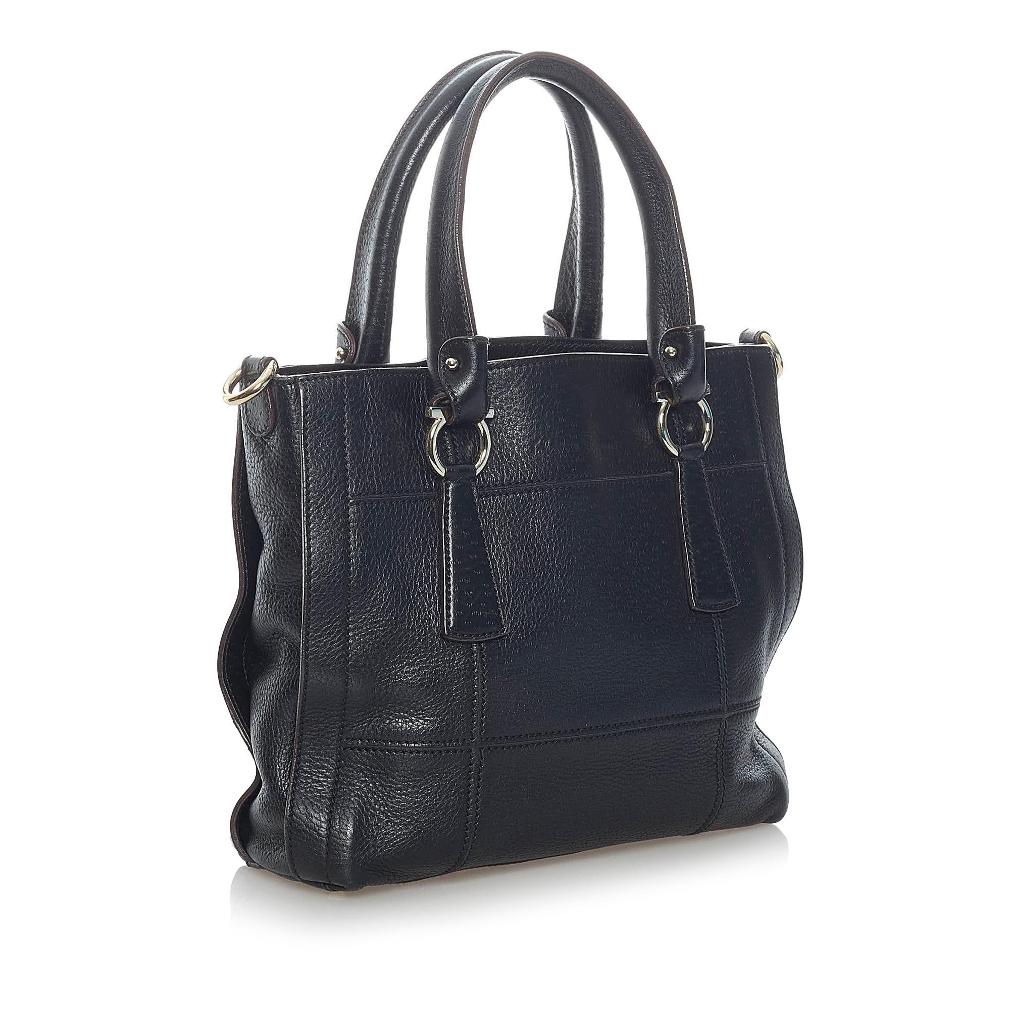 Salvatore Ferragamo Gancini Leather Satchel (SHG-30803)