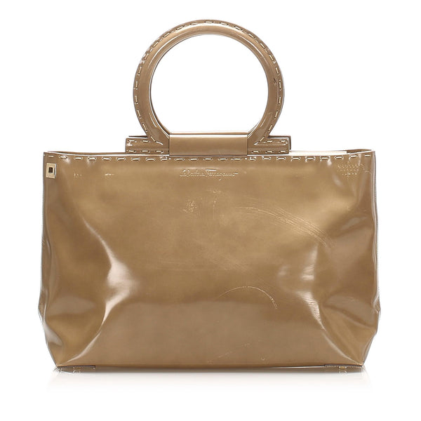 Salvatore Ferragamo Gancini Leather Tote Bag (SHG-15491)
