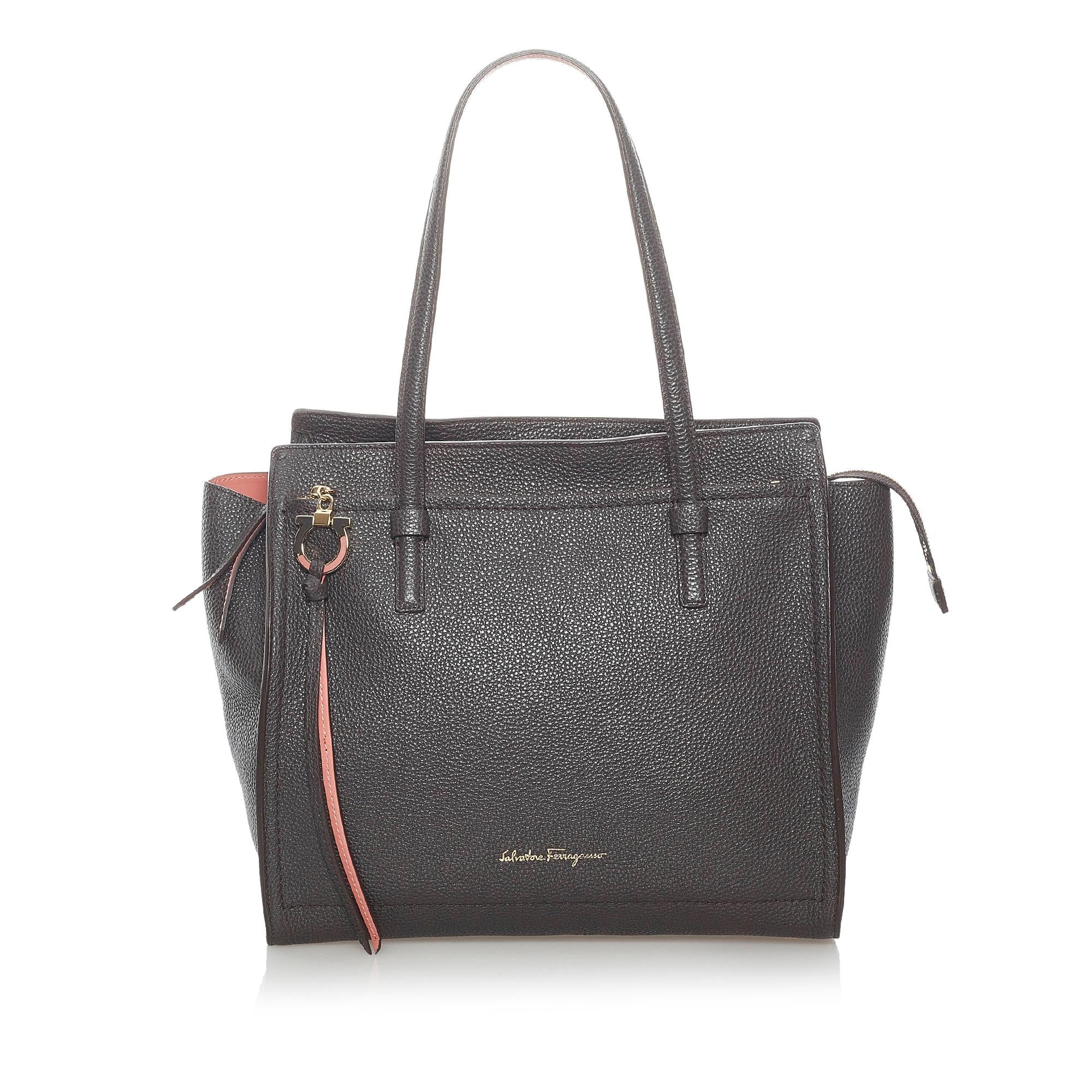 Salvatore Ferragamo Gancini Leather Tote Bag (SHG-31365)